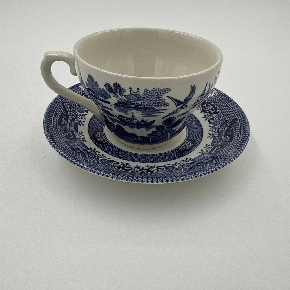 Churchill England Blue Willow Tea Cup and Saucer Set (1 Cup 1 Saucer)